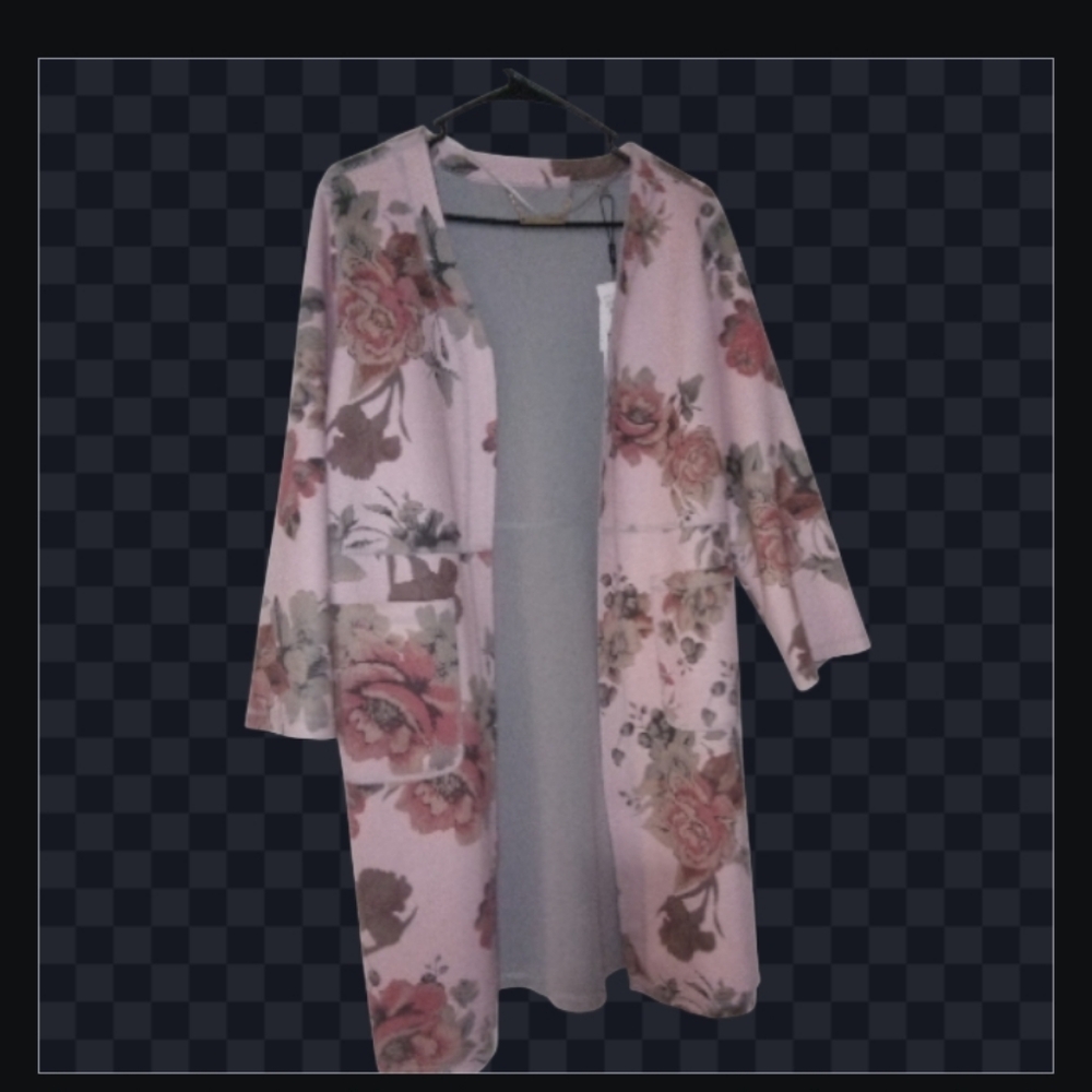 Floral Patterned Open Front Jacket - Picture 2 of 10